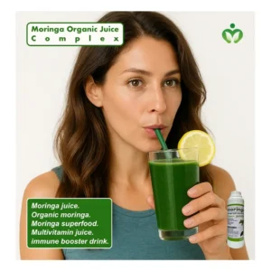 Moringa Organic Juice Complex a natural multivitamin superfood for immune strength, energy, metabolism, and overall wellness.