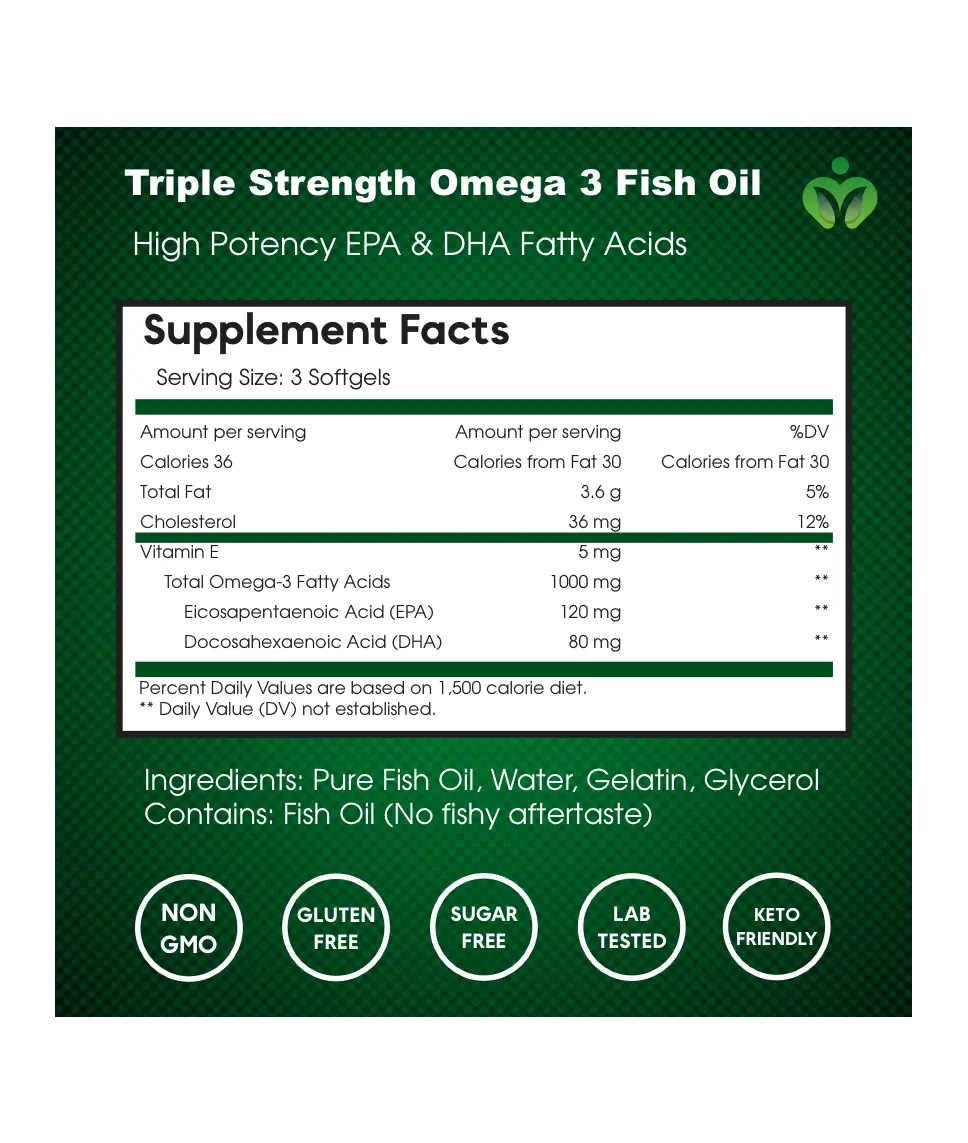 Omega 3 Supplement, High Potency 1000mg