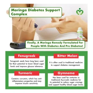 Moringa Diabetes Support Complex, Moringa Diabetes Complex - herbal formula for glucose balance, cardiovascular support, and overall metabolic wellness.