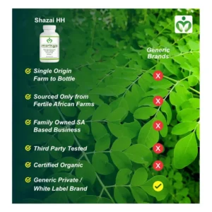 Pure Moringa Leaf Powder Capsules: 100% Raw, Organic Certified Moringa Oleifera