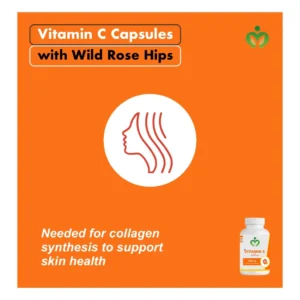 Vitamin C with Rose Hips Capsules - Extra-Strength Immune, Skin Health Support, Antioxidant Support and Daily Wellness.