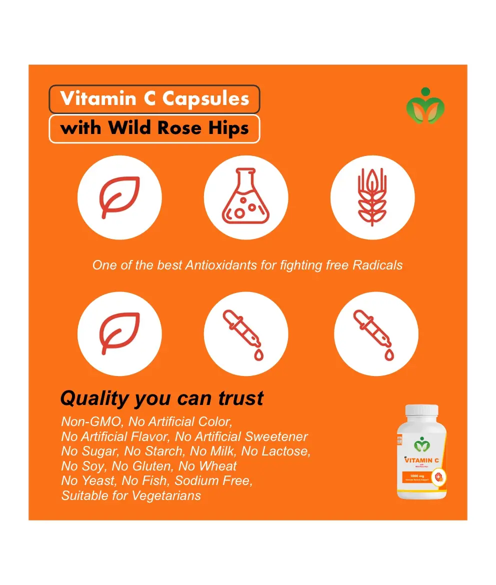 Vitamin C with Rose Hips Capsules Vitamin C with Rose Hips Capsules - Extra-Strength Immune, Skin Health Support, Antioxidant Support and Daily Wellness.