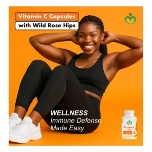 Vitamin C with Rose Hips Capsules - Extra-Strength Immune, Skin Health Support, Antioxidant Support and Daily Wellness.