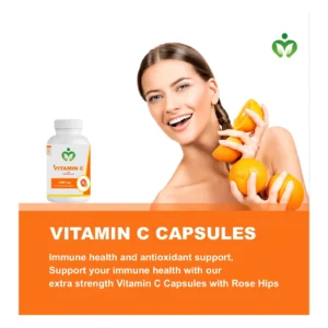 Vitamin C Capsules with Wild Rose Hips: Extra Strength Immune System Support