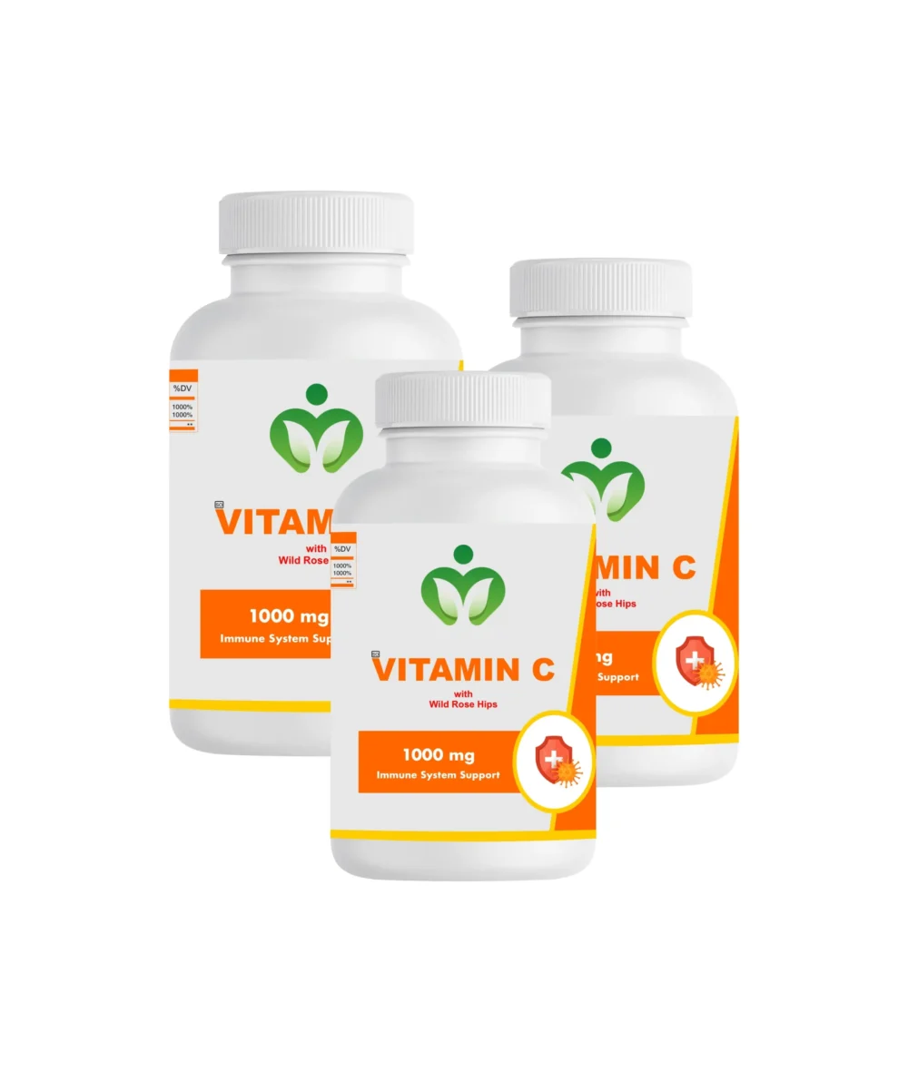 Vitamin C with Rose Hips Capsules – Extra Strength Immune Support and Skin Health