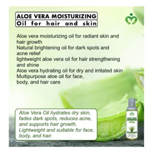 Aloe Vera Moisturizing Oil, Natural Skin Hydration, Hair Care for Radiant Beauty, Soothe Acne, Sun Damage and Even Skin Tone