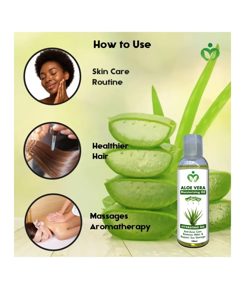 Aloe Vera Moisturizing Oil, Natural Skin Hydration, Hair Care for Radiant Beauty, Soothe Acne, Sun Damage and Even Skin Tone