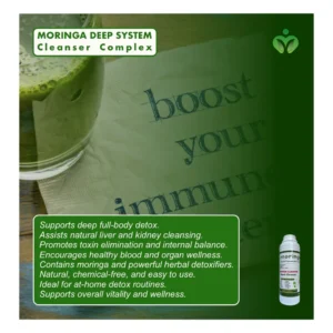 Moringa Deep System Cleanser Complex, supports natural detox, liver and kidney wellness, and full–body cleansing with powerful moringa and herbal botanicals.