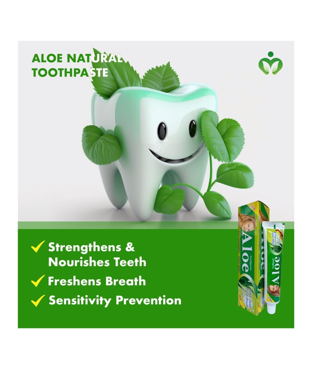 Aloe Natural Toothpaste - Whitening, Fresh Breath, Sensitive Teeth, Gums