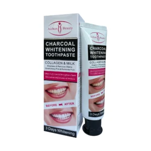 Charcoal Whitening Toothpaste, Collagen and Milk Flavor, Brightens Teeth, Removes Stains, Natural Whitening 