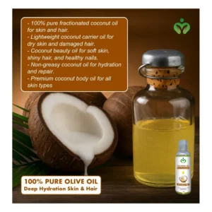 100% Pure Fractionated Coconut Oil - Hydrates, softens, and nourishes skin, hair, and nails. Lightweight, fast-absorbing carrier oil for daily beauty care.